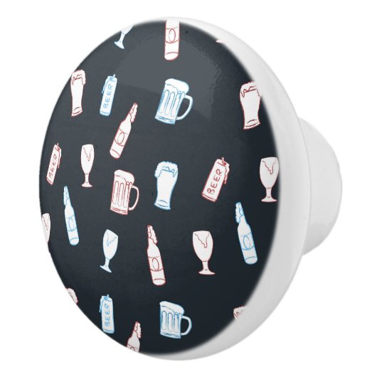 Beers Rustic Hand Drawn Whimsical Beer Man Cave Keramische Knop (Rechts)