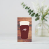 Beers Rustic Wood Square Element Monogram | Bier Visitekaartje (Staand voorkant)