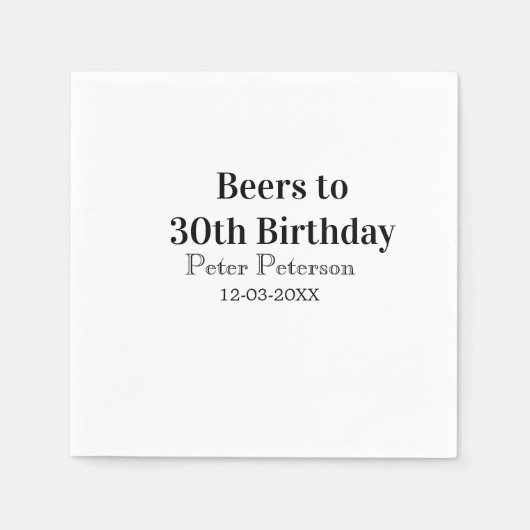 Beers to 30th birthday name date man stylishSimple Servet (Voorkant)