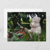 Beertje dat bij kampvuur zit. briefkaart (Voorkant / Achterkant)