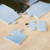 Beertje op schommel met bewolkte blauwe lucht. legpuzzel (Zijkant)