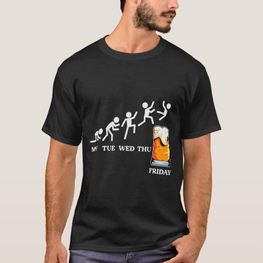 Beervolution Bier Evolutie Week Vrijdag Grappig T-shirt (Voorkant)
