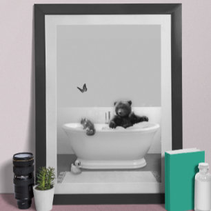 Beerwelp in badkuip Bubbelbad Nursery Poster