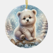 Beerwelp in Winterwoud Keramisch Ornament (Voorkant)