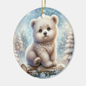 Beerwelp in Winterwoud Keramisch Ornament (Links)