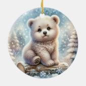 Beerwelp in Winterwoud Keramisch Ornament (Achterkant)