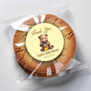 Beerwelpje voor babyshower  Honing eten Schattig D Ronde Sticker