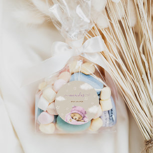 Beerwolken babyshower meisje  ronde sticker