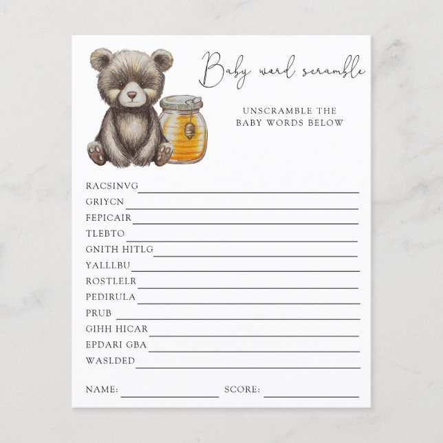 Beerwoordenspel | Baby Shower Spel (Voorkant)
