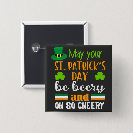 Beery Cheery St. Patrick's Day Vierkante Button 5,1 Cm (Voorkant /achterkant)