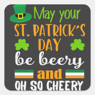 Beery Cheery St. Patrick's Day Vierkante Sticker