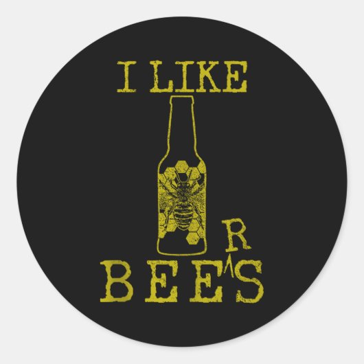 Bees & Beer - Funny Quote Beekeeng Beekeeper G Ronde Sticker (Voorkant)