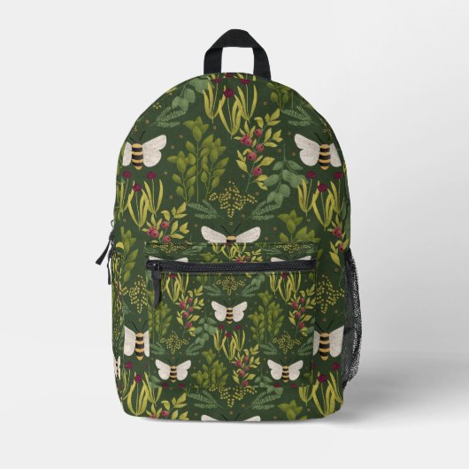 Bees and Foliage Backpack Bedrukte Rugzak (Voorkant)