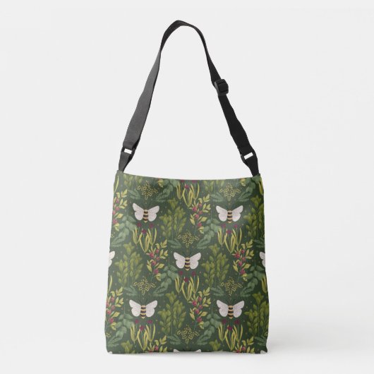 Bees and Foliage Crossbody Bag Crossbody Tas (Achterkant)
