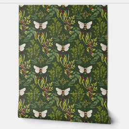 Bees and Foliage Wallpaper Behang