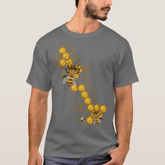Bees and Honey mit Bienen und Honigwaben T-shirt (Voorkant)