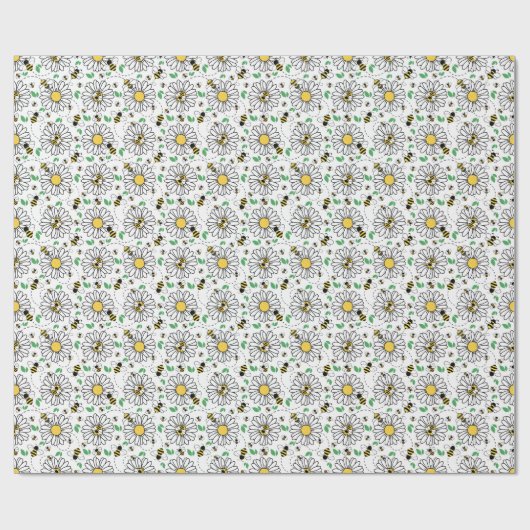 Bees & Daisies Spring Wrapping Paper Cadeaupapier (Vlak)