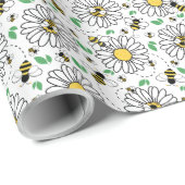 Bees & Daisies Spring Wrapping Paper Cadeaupapier (Rol Hoek)
