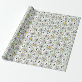 Bees & Daisies Spring Wrapping Paper Cadeaupapier (Uitgerold)