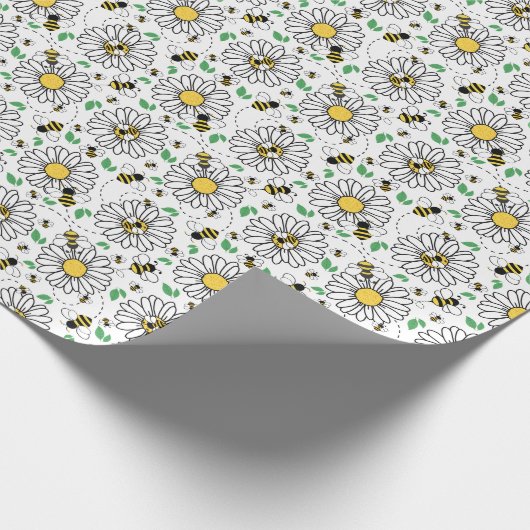 Bees & Daisies Spring Wrapping Paper Cadeaupapier (Hoek)
