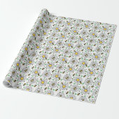 Bees & Daisies Spring Wrapping Paper Cadeaupapier (Uitgerold)