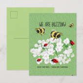 BEES en Lady Bugs - Kunst van Leah G redden de bij Briefkaart (Voorkant / Achterkant)