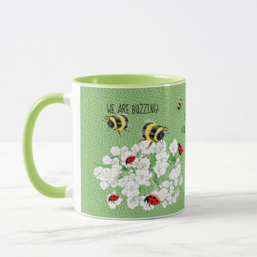 BEES en Lady Bugs - Kunst van Leah G redden de bij Mok (Links)