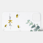Bees eucalyptus greenery white monogram Case-Mate iPhone case (Achterkant (horizontaal))