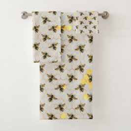 Bees Gold Honeycomb Bad Handdoek