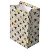 Bees Gold Honeycomb Medium Cadeauzakje (Voorkant Gekanteld)
