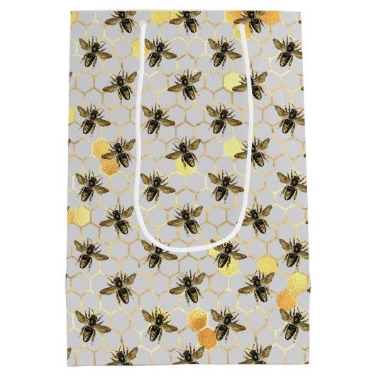 Bees Gold Honeycomb Medium Cadeauzakje (Achterkant)