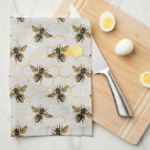 Bees Gold Honeycomb Theedoek (Quarter Fold)