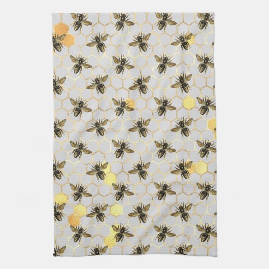 Bees Gold Honeycomb Theedoek (Verticaal)