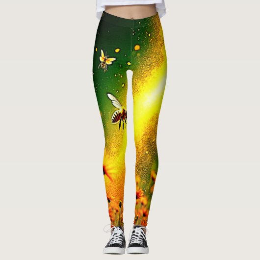 Bees' Golden Pollen Burst Joy Design Leggings (Voorkant)