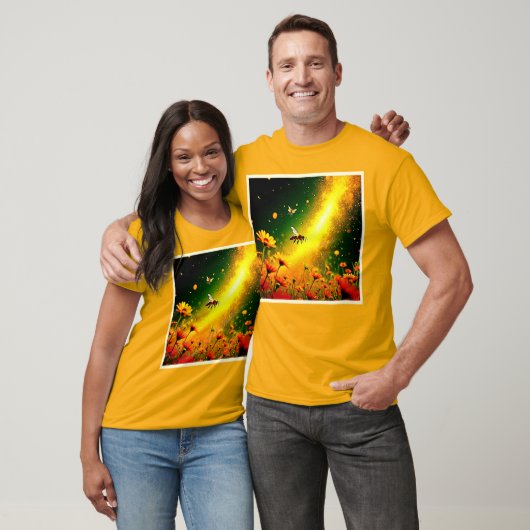 Bees' Golden Pollen Burst Joy Design T-shirt (Unisex)