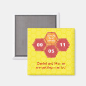 Bee's Knees Geel Save the Date Magnet (Voorkant / Achterkant)