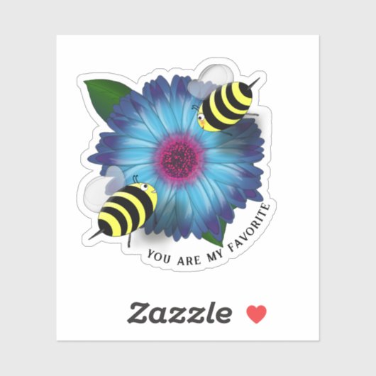 Bee's Lunch Date on Blue Flower Sticker (Vel)