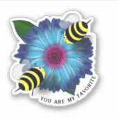 Bee's Lunch Date on Blue Flower Sticker (Voorkant)