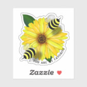 Bee's Lunch Date on Yellow Flower Sticker (Vel)