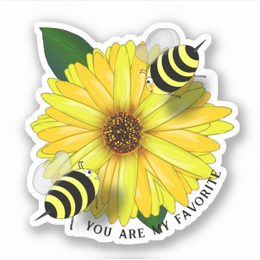 Bee's Lunch Date on Yellow Flower Sticker (Voorkant)