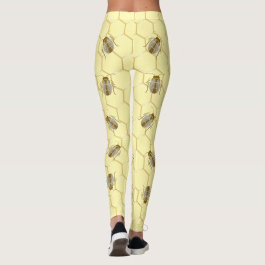 Bees On Honeycomb Yellow Leggings (Achterkant)