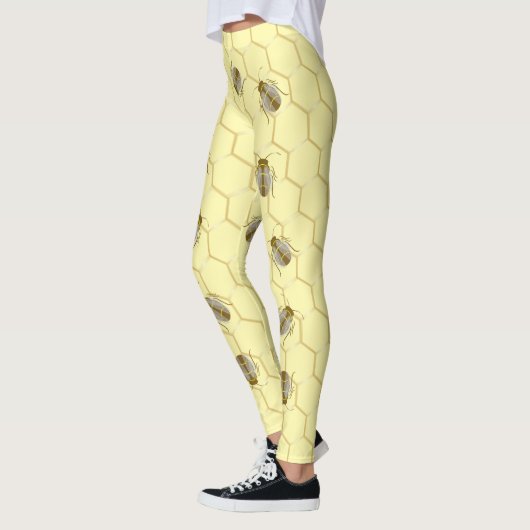 Bees On Honeycomb Yellow Leggings (Links)