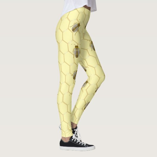 Bees On Honeycomb Yellow Leggings (Rechts)