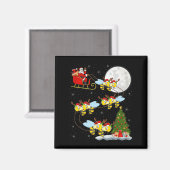 Bees Santa Sleigh Flying Funny Magical Christmas P Magneet (Voorkant / Achterkant)