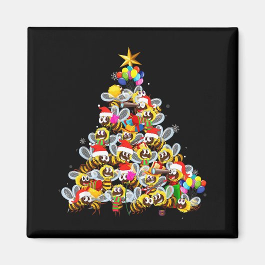 Bees Tree Christmas Sweater Xmas For Bees Lover Magneet (Voorkant)