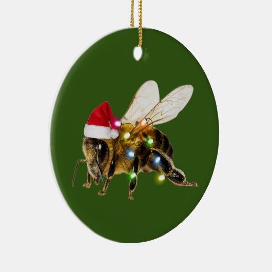 Bees With Hat Lights Christmas Keramisch Ornament (Rechts)