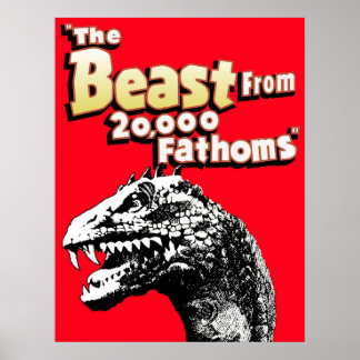 Beest uit 20000 Fathoms Rhedosaurus dinosaurus tri Poster