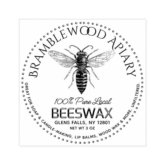 Beeswax Bar met  koningin Honeybee Rubberstempel (Afrduk)