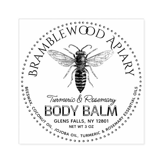 Beeswax Body Balm met  koningin Honeybee Rubberstempel (Afrduk)