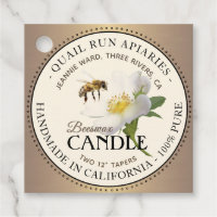Beeswax Candle Favor Tag Honeybee en Wilde Roos